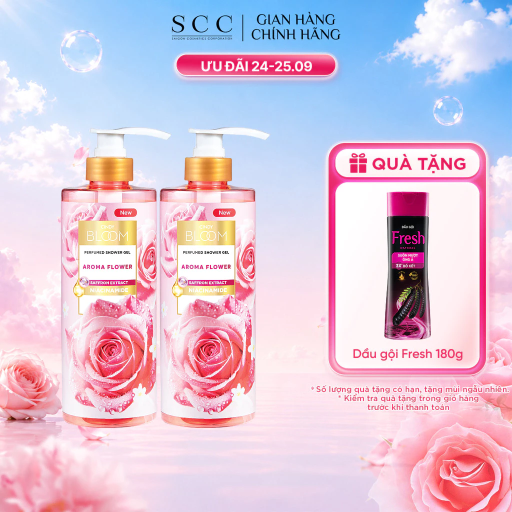 Combo 2 Sữa Tắm Nước Hoa CINDY BLOOM Lưu Hương Và Hỗ Trợ Dưỡng Sáng Da 640g/chai