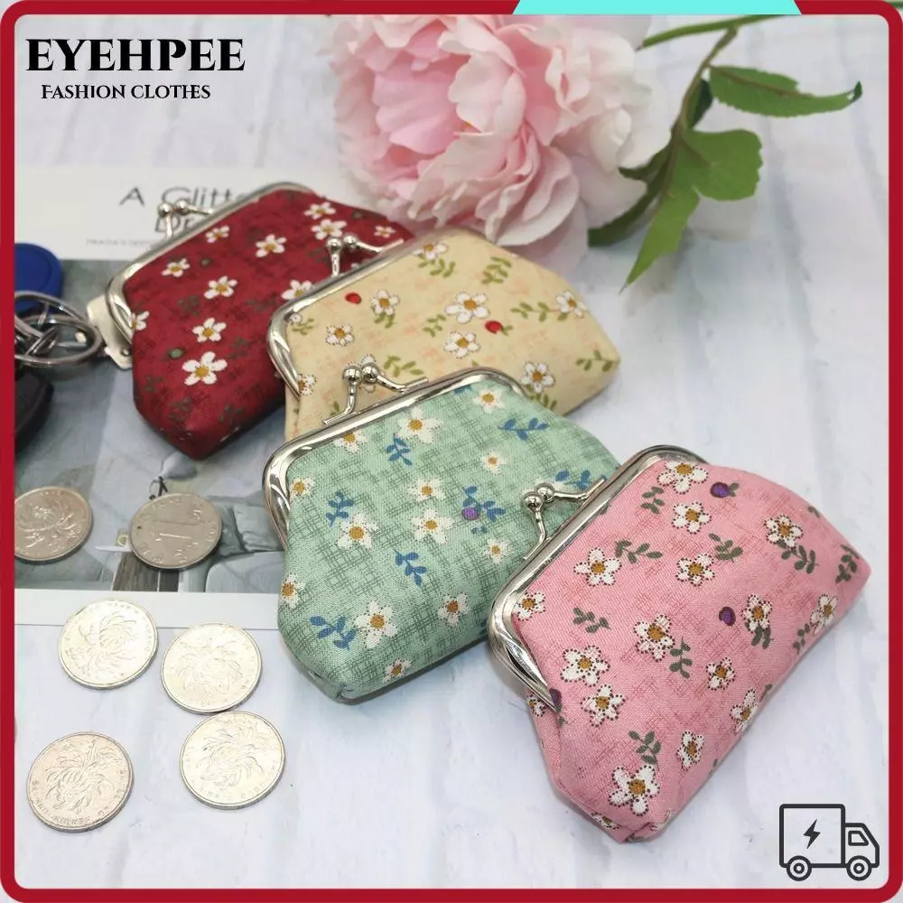 Kẹp tiền EYEHPEE, Túi đựng tiền xu Mini bằng vải, Túi ly hợp in hoa cầm tay nhẹ
