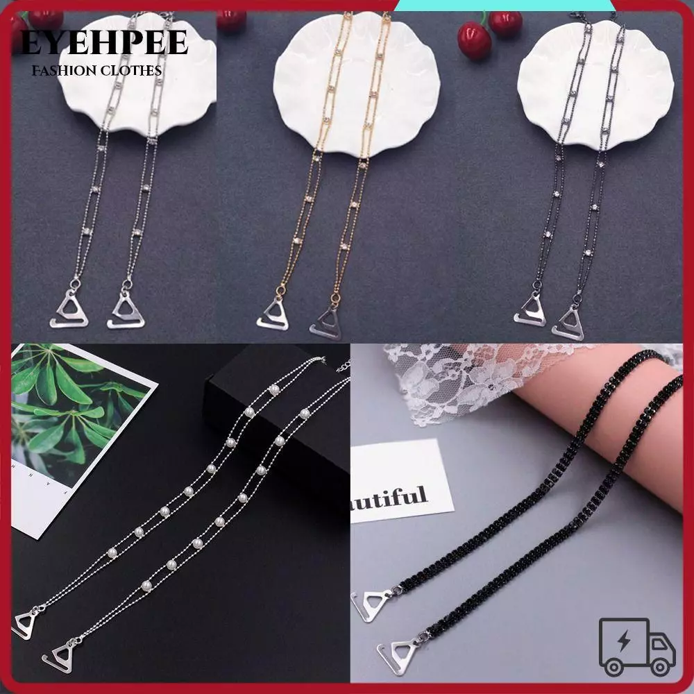 Dây đeo áo ngực EYEHPEE, Dây đeo đồ lót kim loại đính đá, Phụ kiện đồ lót nữ có thể điều chỉnh chống trượt thời trang