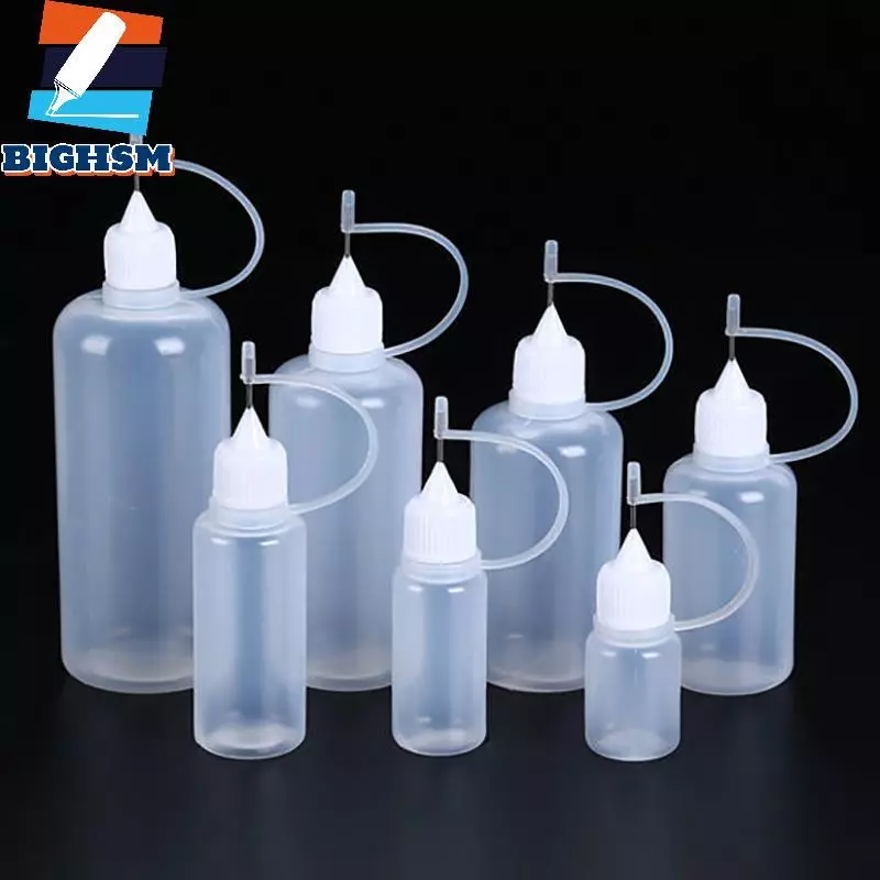 [BIGHSM] 2 / 5 CÁI 5ml 10ml 20ml 30ml 50ml 60ml 100ml PE Nhựa Squeezable Tip Applicator Chai nhỏ giọt có thể đổ lại có nắp kim cho keo