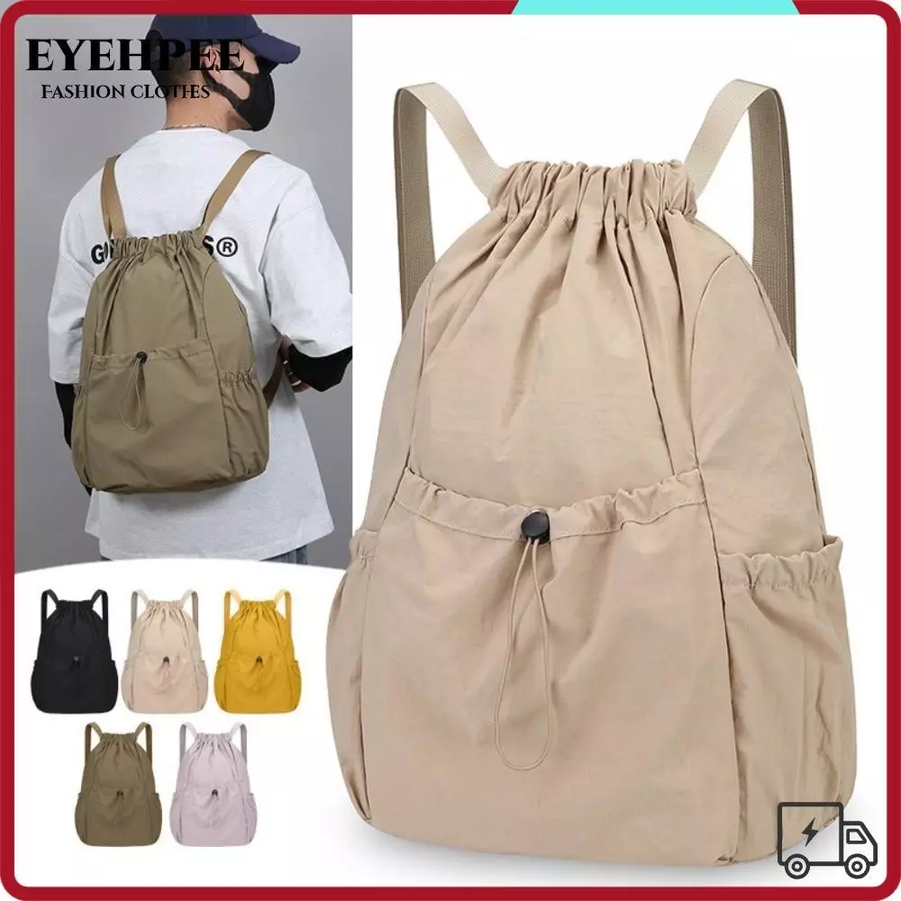 EYEHPEE Ba lô có thể gập lại, Ba lô dây rút màu trơn nhẹ, Ba lô dây rút giải trí bằng Nylon thông thường Đi bộ đường dài Du lịch Cắm trại Đi xe đạp Unisex