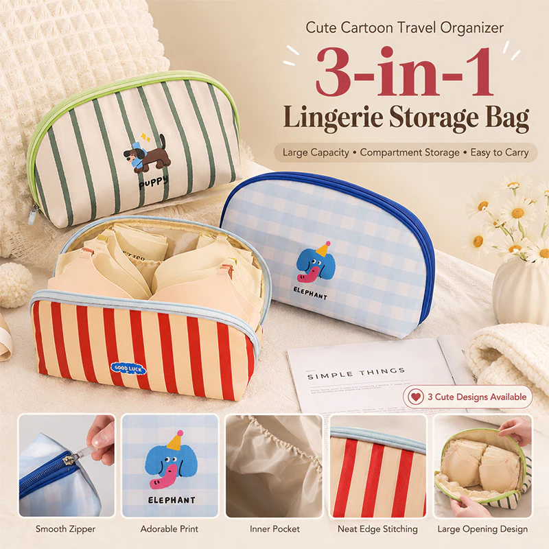 Túi Đựng Áo Lót Quần Lót Du Lịch, Hộp Đựng Nội Y Chống Thấm Có Ngăn Chia Pretty