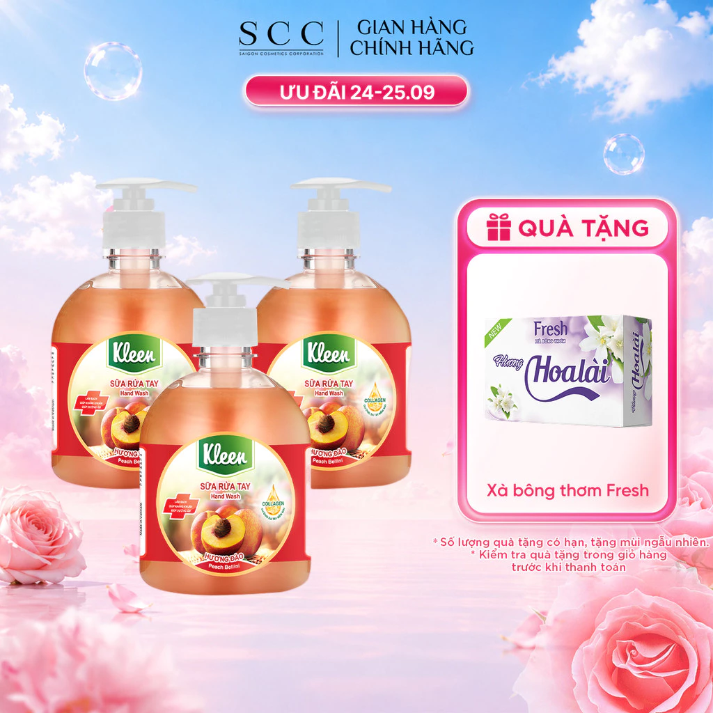 Combo 3 Sữa rửa tay Kleen Làm sạch Giúp kháng khuẩn Giúp dưỡng ẩm 500ml (3 x 500ml)