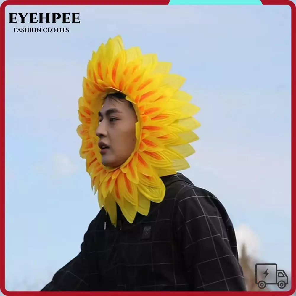EYEHPEE Đạo cụ biểu diễn EYEHPEE, Mũ hướng dương màu vàng vui nhộn, Mũ hướng dương Unisex nhẹ 42cm dành cho bữa tiệc khiêu vũ Trò chơi lễ hội Trẻ em Thanh thiếu niên Người lớn