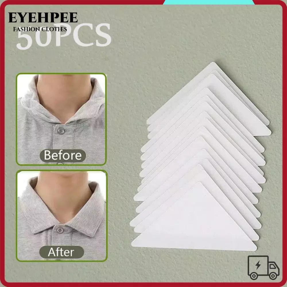 50 Miếng đệm cố định cổ áo PVC chống lật đứng cổ áo Shaper Nhà tự dính Áo sơ mi vô hình Cổ áo hỗ trợ nam giới