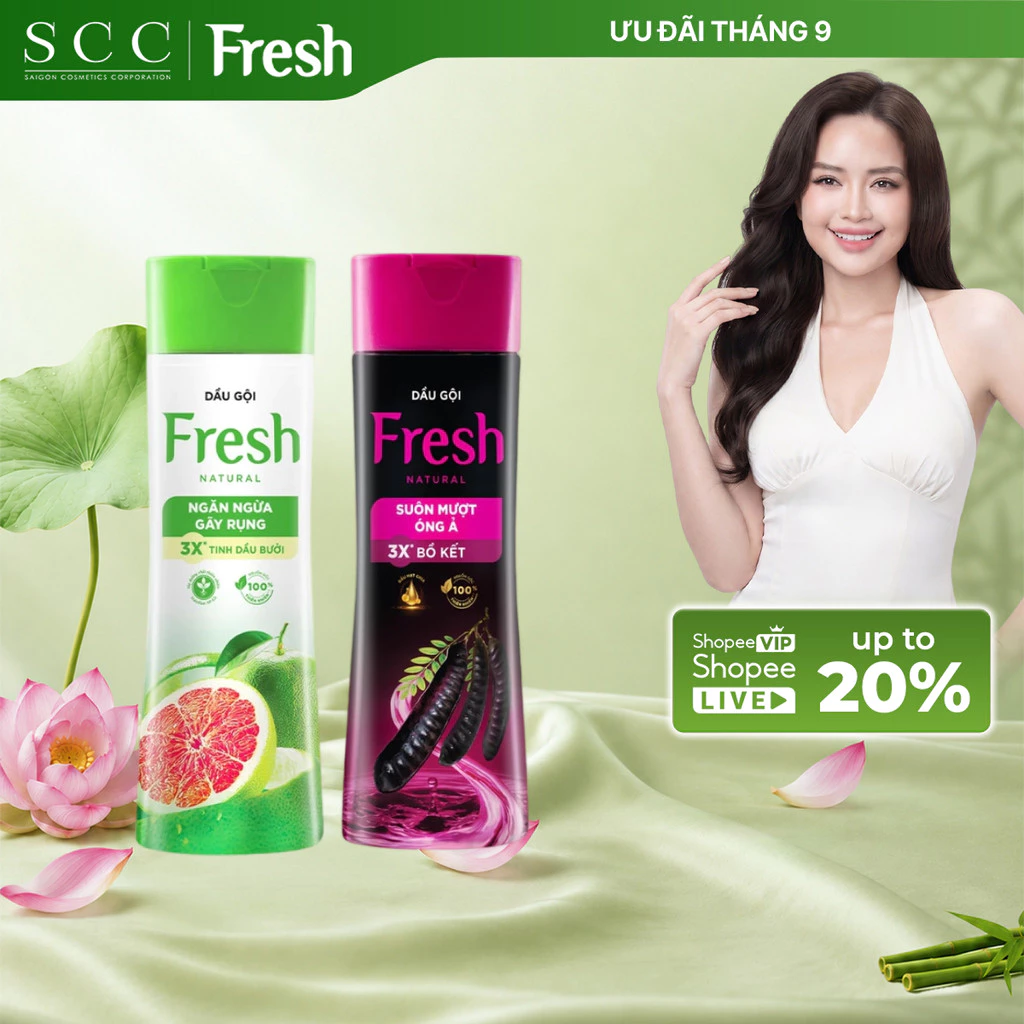 Dầu Gội FRESH Thiên Nhiên Nuôi Dưỡng Tóc Chắc Khoẻ, Mềm Mượt, Bồng Bềnh 180gram