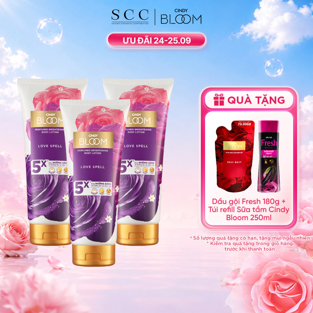 Combo 3 Sữa Dưỡng Thể Hương Nước Hoa Cindy Bloom Hỗ Trợ Sáng Da, Làm Đều Màu Và Dịu Da 300g