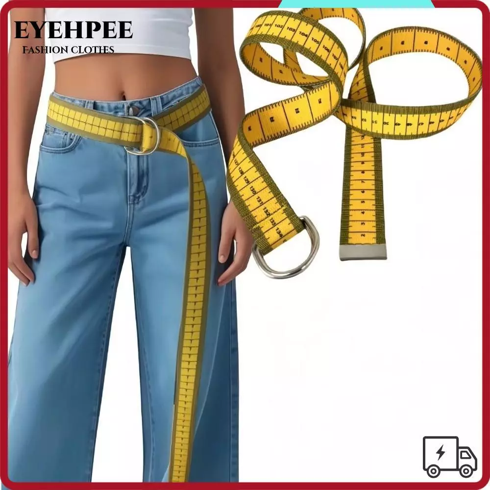EYEHPEE Dây đeo thắt lưng vải EYEHPEE, 1 dây đeo công cụ đo lường thiết kế thước đo, Chất liệu vải đo lường thực tế hợp thời trang Khóa chữ D có thể điều chỉnh Thắt lưng có thể điều chỉnh cho trang phục hàng ngày