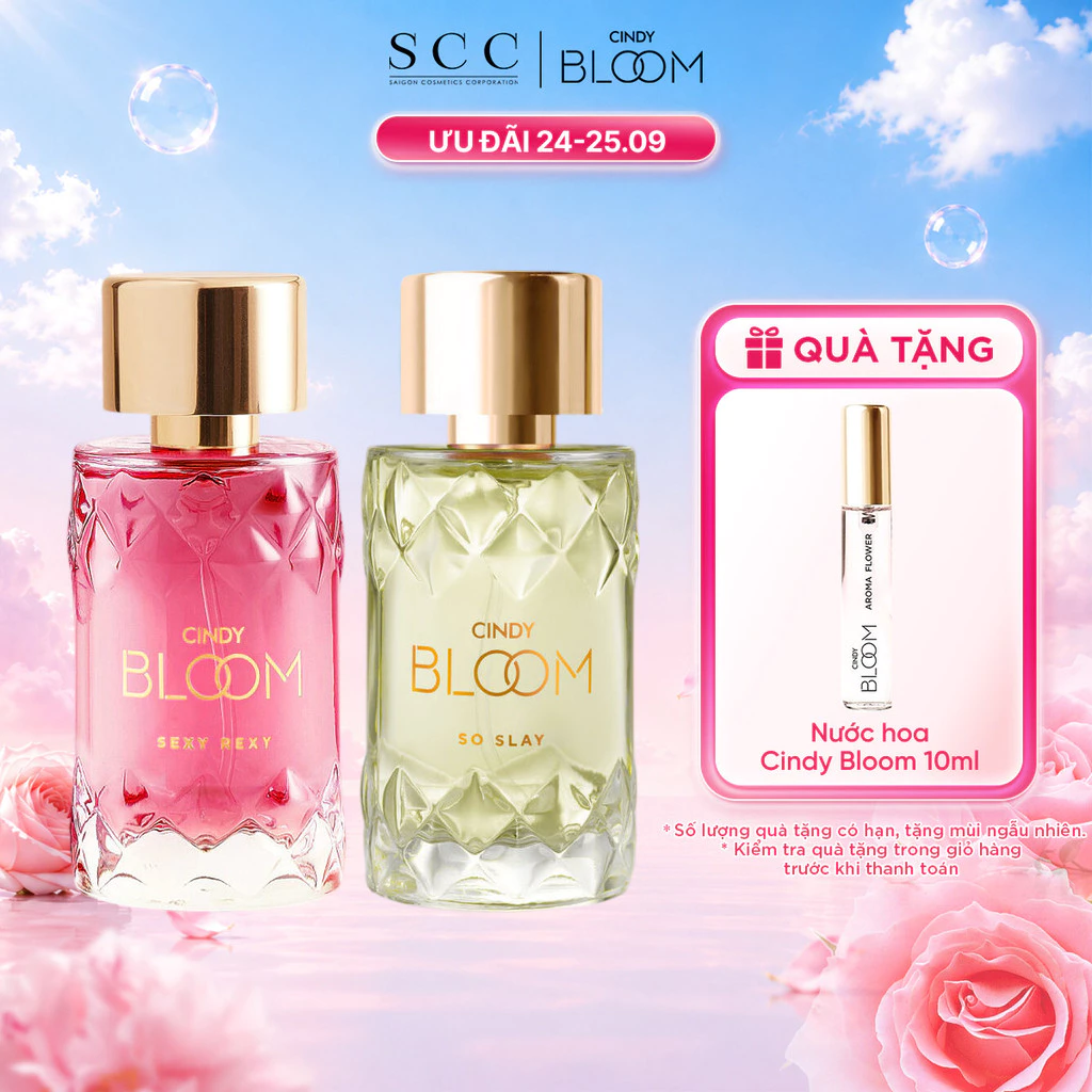 Combo 2 Nước Hoa Nữ Cao Cấp Cindy Bloom 50ml - Đa Dạng Hương Thơm, Nữ Tính, Ngọt Ngào, Quyến Rũ, Tươi Mát