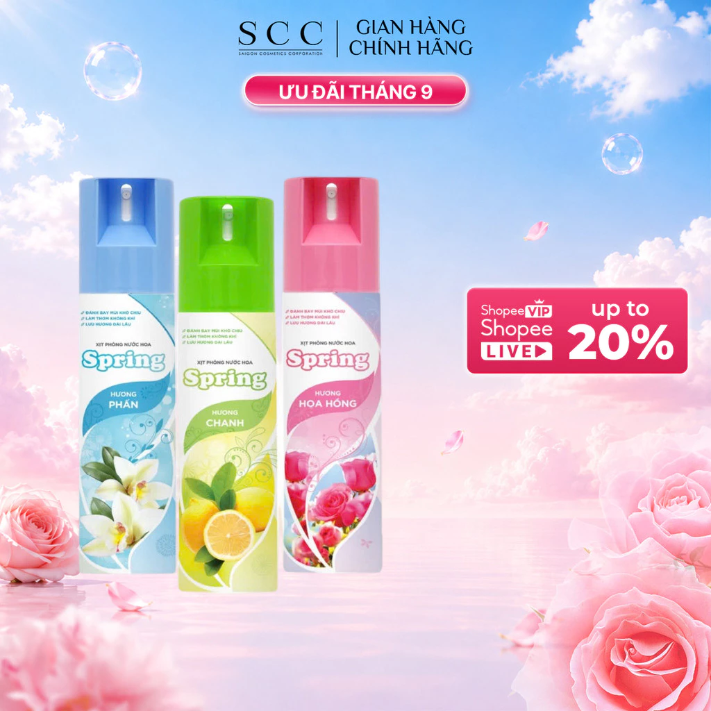 Combo 3 Xịt Phòng Nước Hoa SPRING Hương Thơm Dễ Chịu Khử Mùi Hiệu Quả 225ml/chai