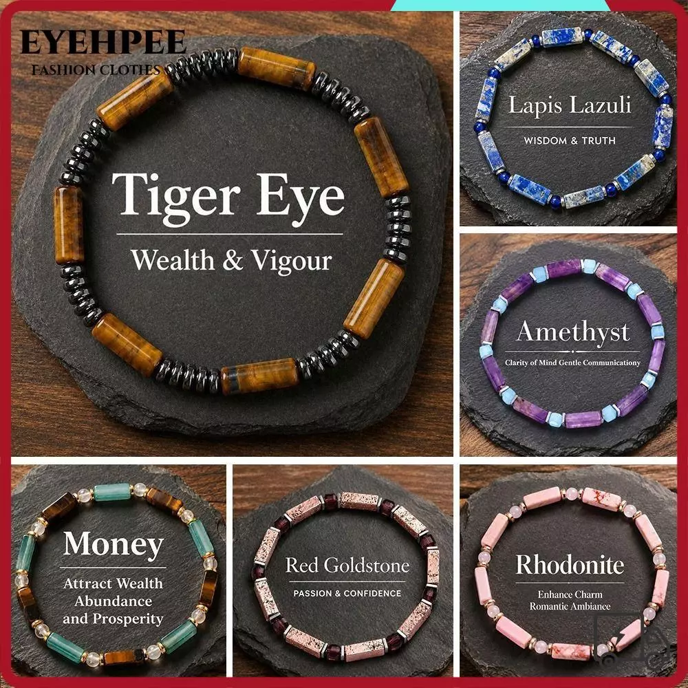 Vòng tay thủ công đính cườm EYEHPEE, Dây đàn hồi Lapis Lazuli Vòng tay đính cườm hình chữ nhật, Hạt Citrine Cube có thể điều chỉnh Vòng tay hạt khối lập phương Phụ kiện tay