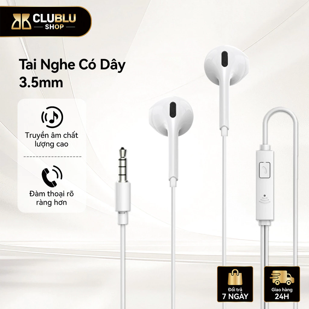 CLUBLU Tai Nghe Có Dây 3.5mm Nhét Tai U74 Có Mic Bass Mạnh Âm Thanh Hay Chơi Game Học Tập Văn P