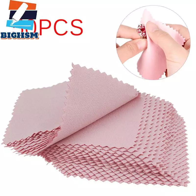 [BIGHSM] 50 Chiếc Vải Lau Trang Sức Bạc Đánh Bóng - Làm Sạch & Chống Mài Mòn