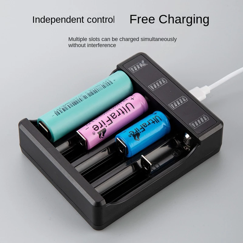 Bộ Sạc Nhanh 4.2V Lithium 4 Khe Cho Đèn Pin 14500 26650 18650