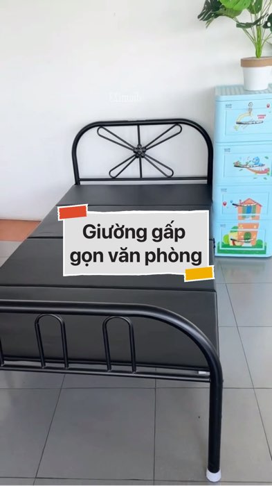 ￼ Giường gấp gọn văn phòng nằm 2 người Giường xếp gấp gọn thông minh khung sắt chịu lực 150kg #diumi206