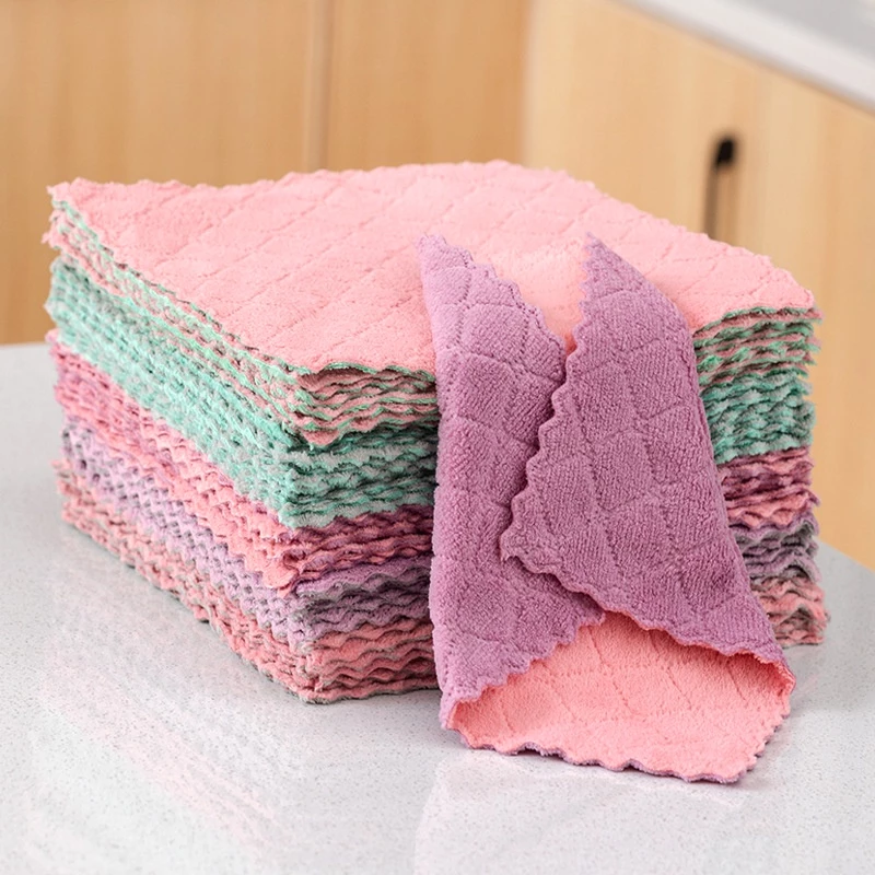 Set 5 Khăn Bông Lau Bếp, Lau Tay, Lau Chén Bát - Khăn Vệ Sinh Đa Năng 2 Mặt Siêu Thấm Hút 2057