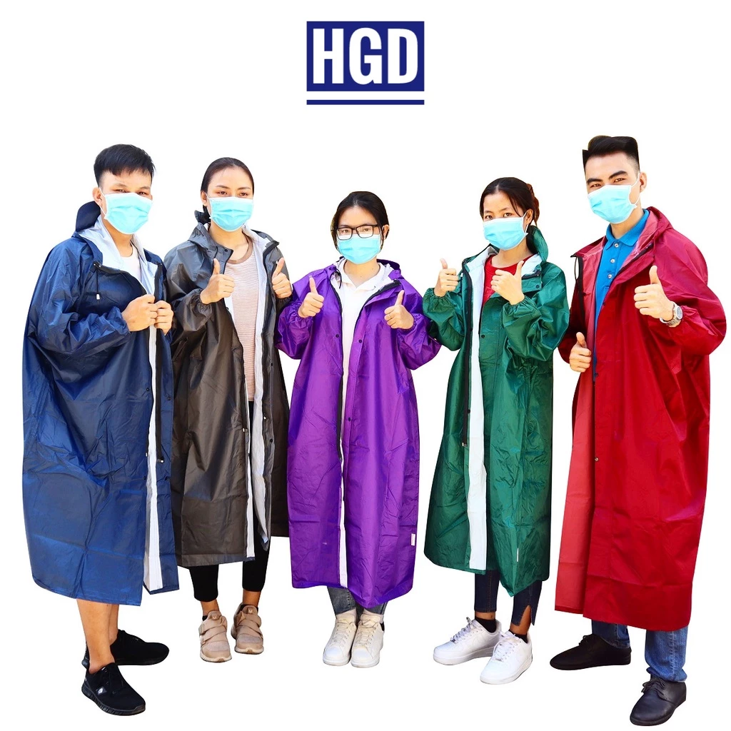 Áo Mưa Da Cá Dây Kéo Trước Vải Dù Vân Tổ Ong Cao Cấp