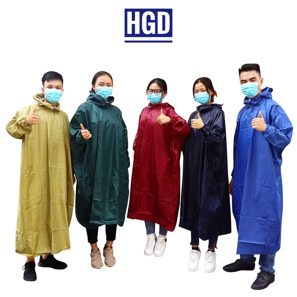 Áo Mưa Vải Dù Bít Kín Người Siêu Bền 1 Người Áo Mưa Không Xẻ Tà