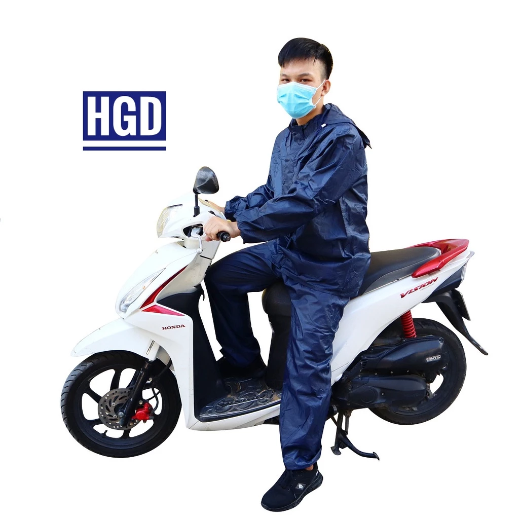 Áo Mưa Bộ Vải Dù Xanh Đen Siêu Bền Không Thấm Nước Nhiều Size Nam & Nữ