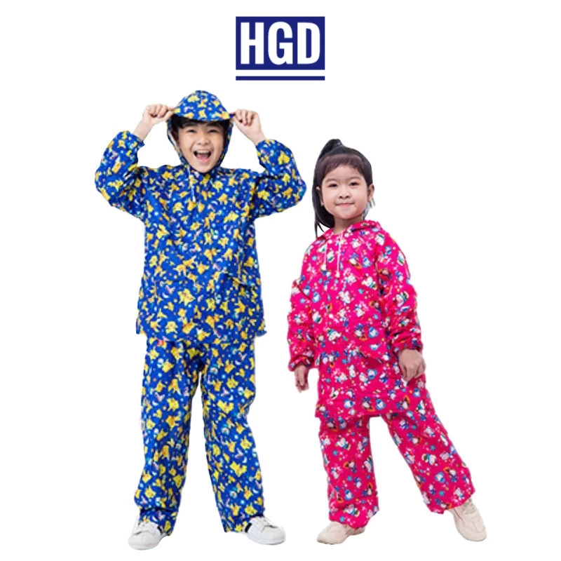 Áo Mưa Bộ Trẻ Em Vải Dù Nhiều Size Dành Cho Bé 90cm- 135cm Cao Cấp Dày Dặn Siêu Bền
