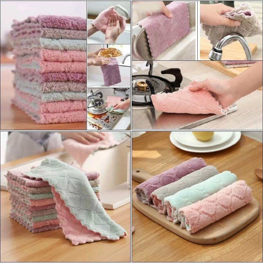 Set 20 khăn lau bếp - khăn lau tay 2 mặt siêu thấm đa năng  KT 25x25cm