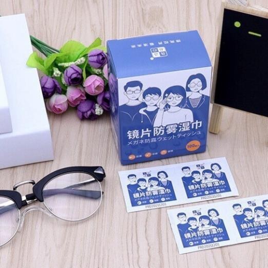 Lau kính Nano,Hộp 100 tờ khăn giấy chống bám hơi nước, giấy lau kính chống mờ sương, mồ hôi nhờn