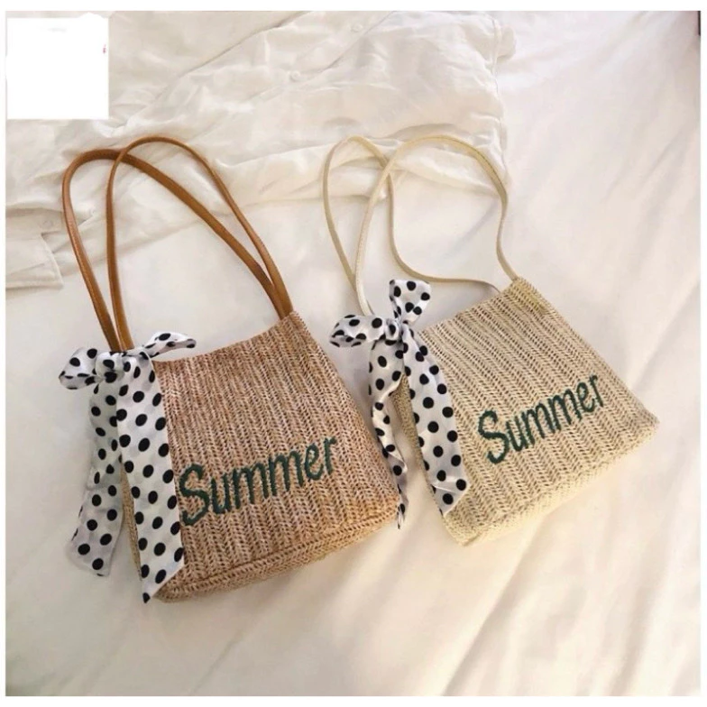 Túi Cói Đi Biển Thêu Chữ Summer Hot Trend - Túi Đi Biển Mùa Hè ( sile 025)