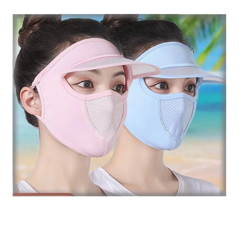 Thoáng Khí Với Vành Mặt nạ Kem Chống Nắng Ice Silk Che Nắng Nam Nữ Che Mặt nạ Toàn Mặt (sile)