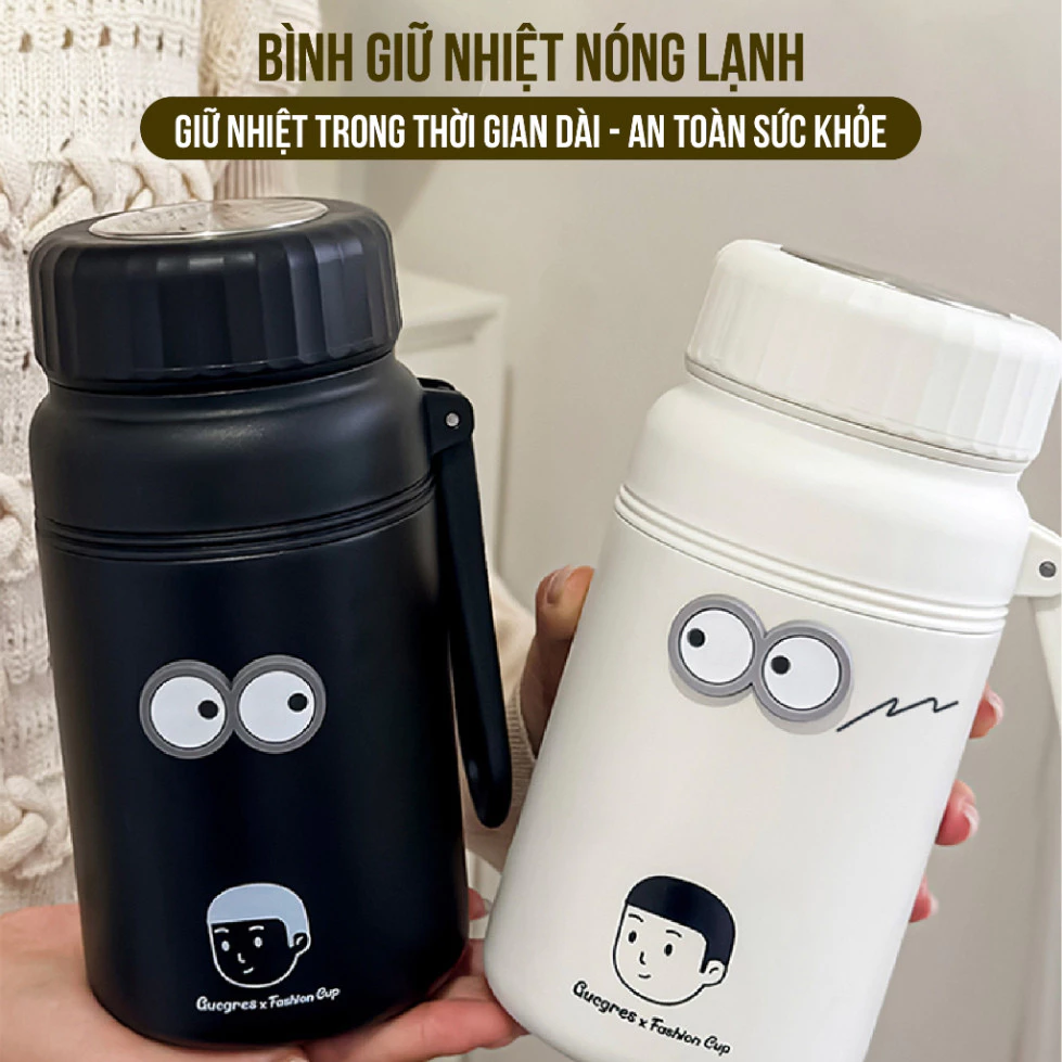 Bình giữ nhiệt Fashion Cup NIUMI inox 316, thiết kế đơn giản, dung tích 1000ml, miệng bình lớn (sile)