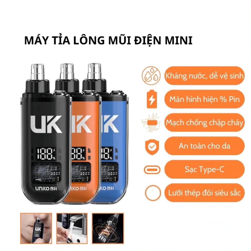 Máy tỉa lông mũi, cắt lông mũi đèn báo LCD cao cấp, nhỏ gọn, tiện lợi cắt nhanh khỏe không đau rát (sile)