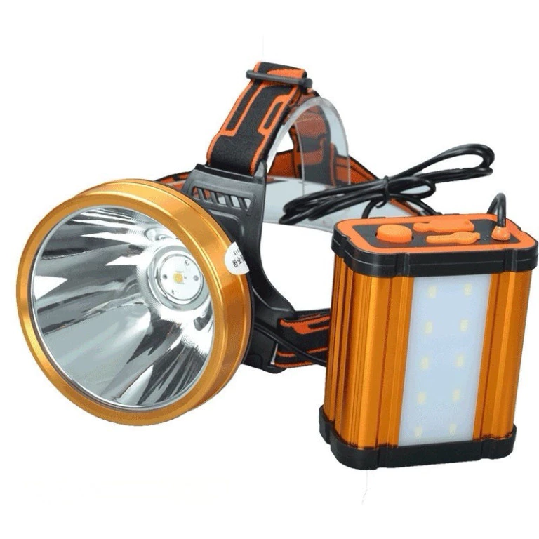 Đèn đội đầu siêu sáng led 200W, khủng Mah kiêm sạc dự phòng (sile)