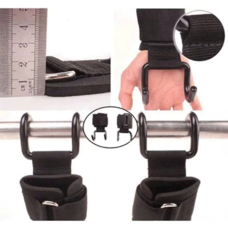 Bộ 2 dây quấn cổ tay có móc hỗ trợ tập xà nâng tạ đa năng, tiện dụng cho việc luyện tập tại nhà (sile)
