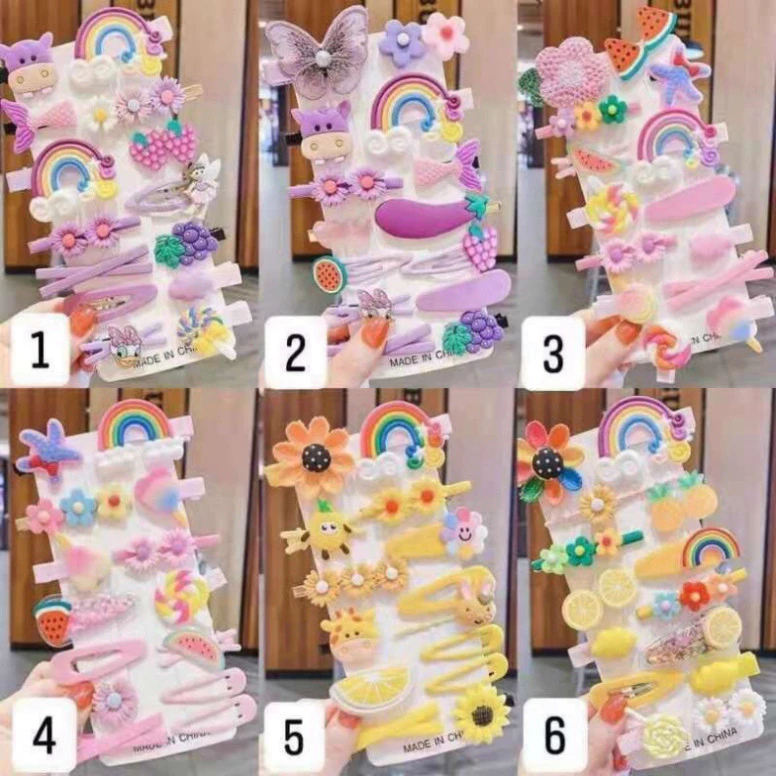 Set 14 Kẹp Tóc Bé gái - Kẹp Tóc Họa Tiết Hoạt Hình Kiểu Hàn Quốc Dễ Thương Cho Bé