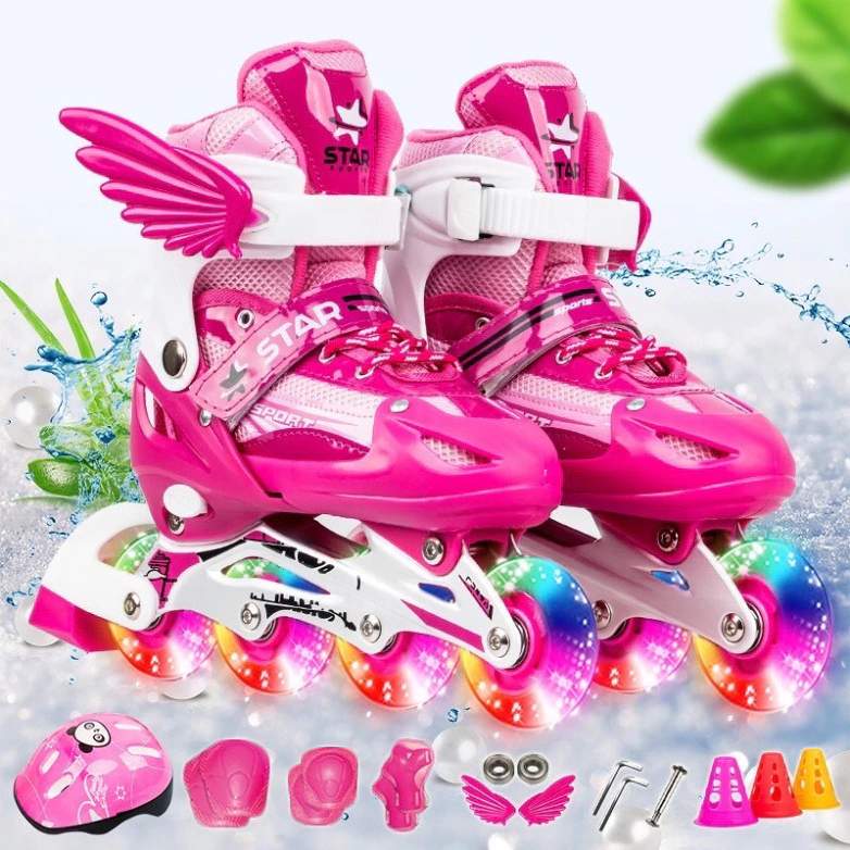 Giày Patin phát sáng dành cho trẻ em và người lớn có thể hỉnh to nhỏ tuỳ sở thích(tặng bộ chuyển đổi thành hàng bánh)