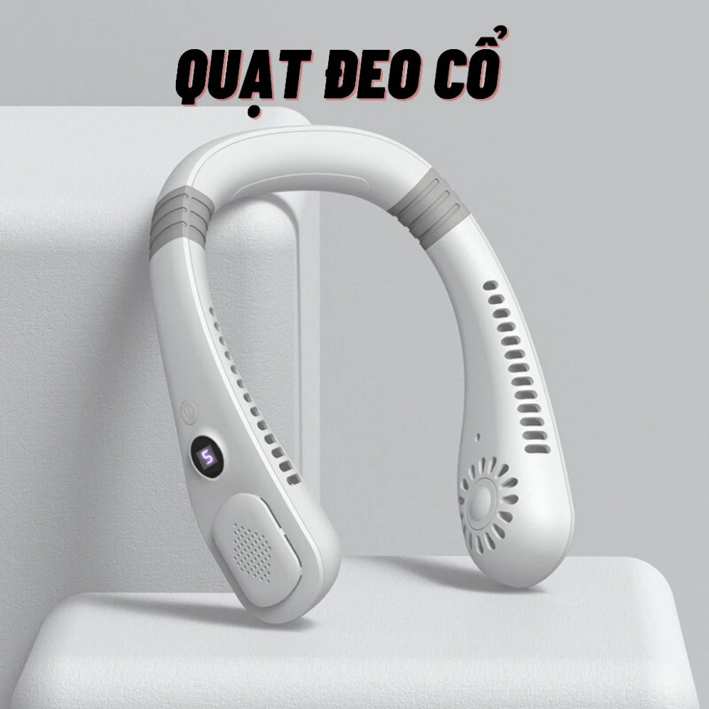 Quạt Đeo Cổ Không Cánh Pin Lớn Gió Mạnh Mát Liên Tục Tiện Lợi (si le)