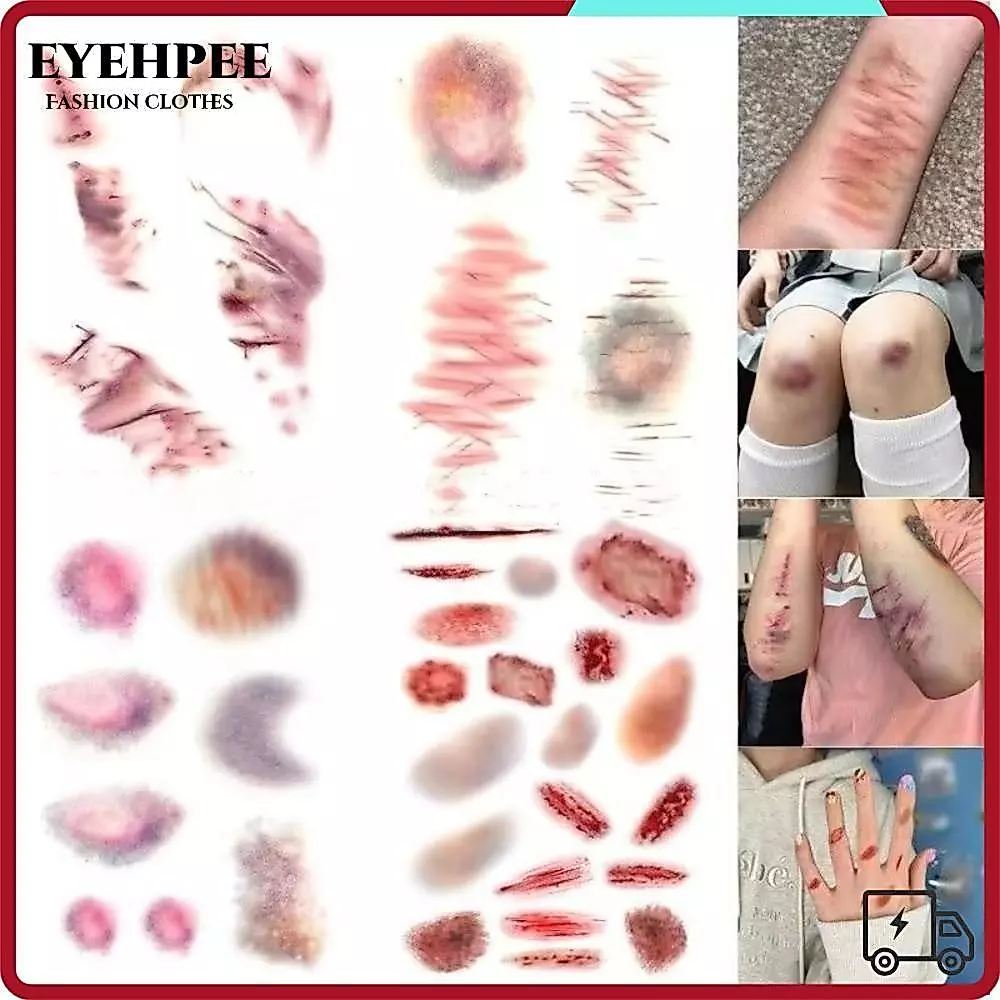 EYEHPEE 1 / 4 Miếng dán hình xăm tạm thời vết thương, Nhãn dán hình xăm sẹo mắt cá chân Cosplay lâu dài, Quà tặng Nhãn dán hình xăm sẹo chống nước thực tế