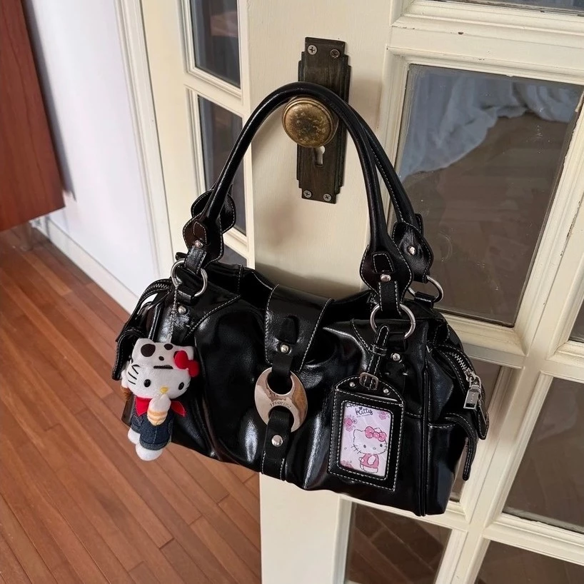 Túi xách nữ đeo chéo CityVibe Retro Oil Wax Leather Motorcycle Shoulder Bag