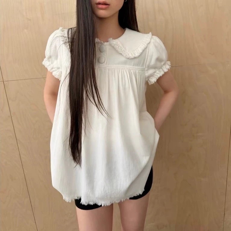 Áo Vintage Ruffle Layered Peter Pan Collar Babydoll Top