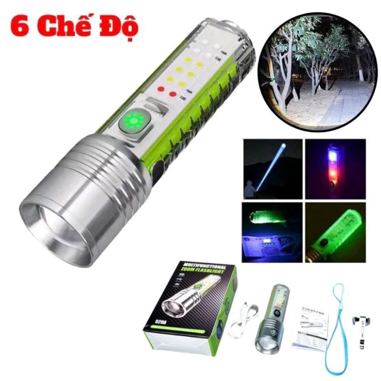 Đèn pin mini cầm tay 6 chế độ sáng đa năng 520 (sile)