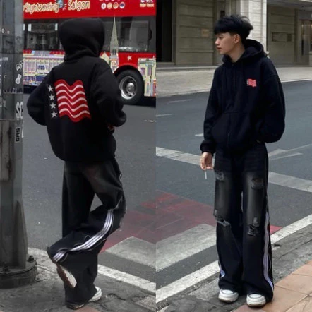 [ Hàng Trend Mới ] Áo Hoodie nam nữ có mũ, thiết kế form rộng, in hình lá cờ Hàng QC HOTTREND