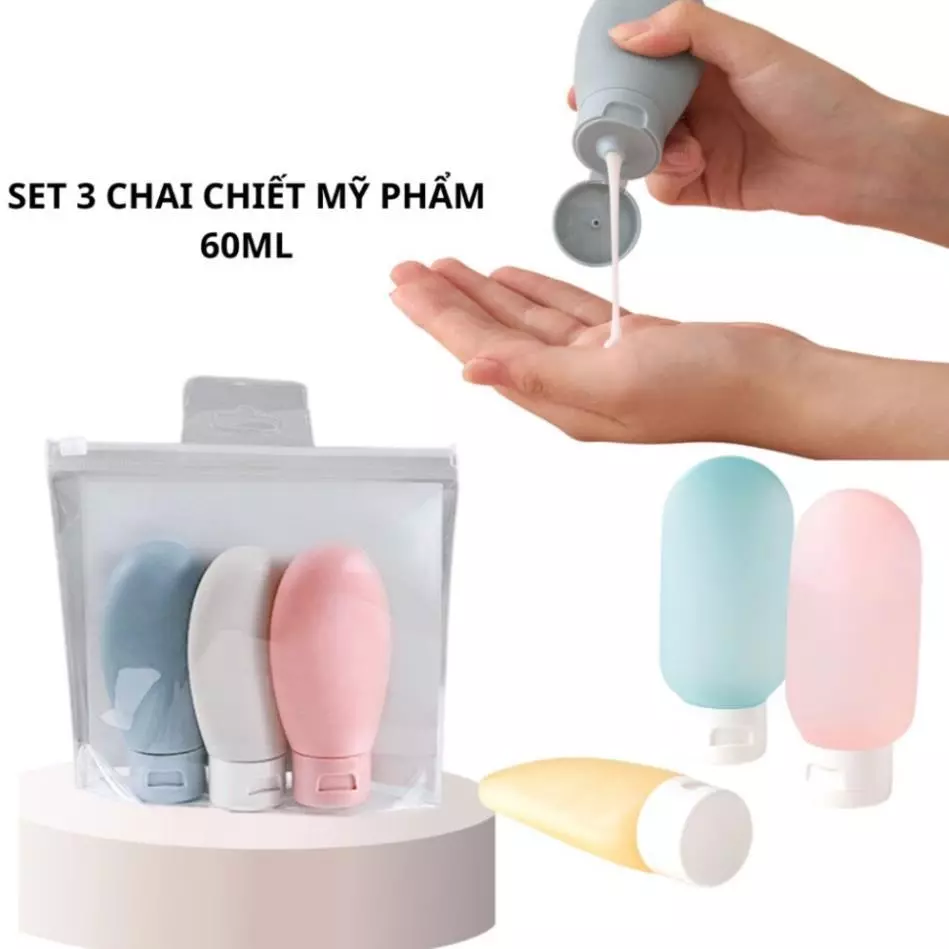Set 3 chai chiết mỹ phẩm du lịch 60ml, chai chiết mỹ phẩm du lịch tiện lợi