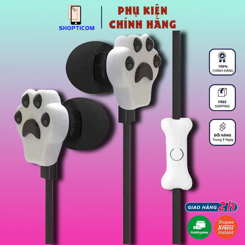 Tai nghe gaming có dây hình chân mèo S P M11 có mic nhét tai phone chống ồn chơi game
