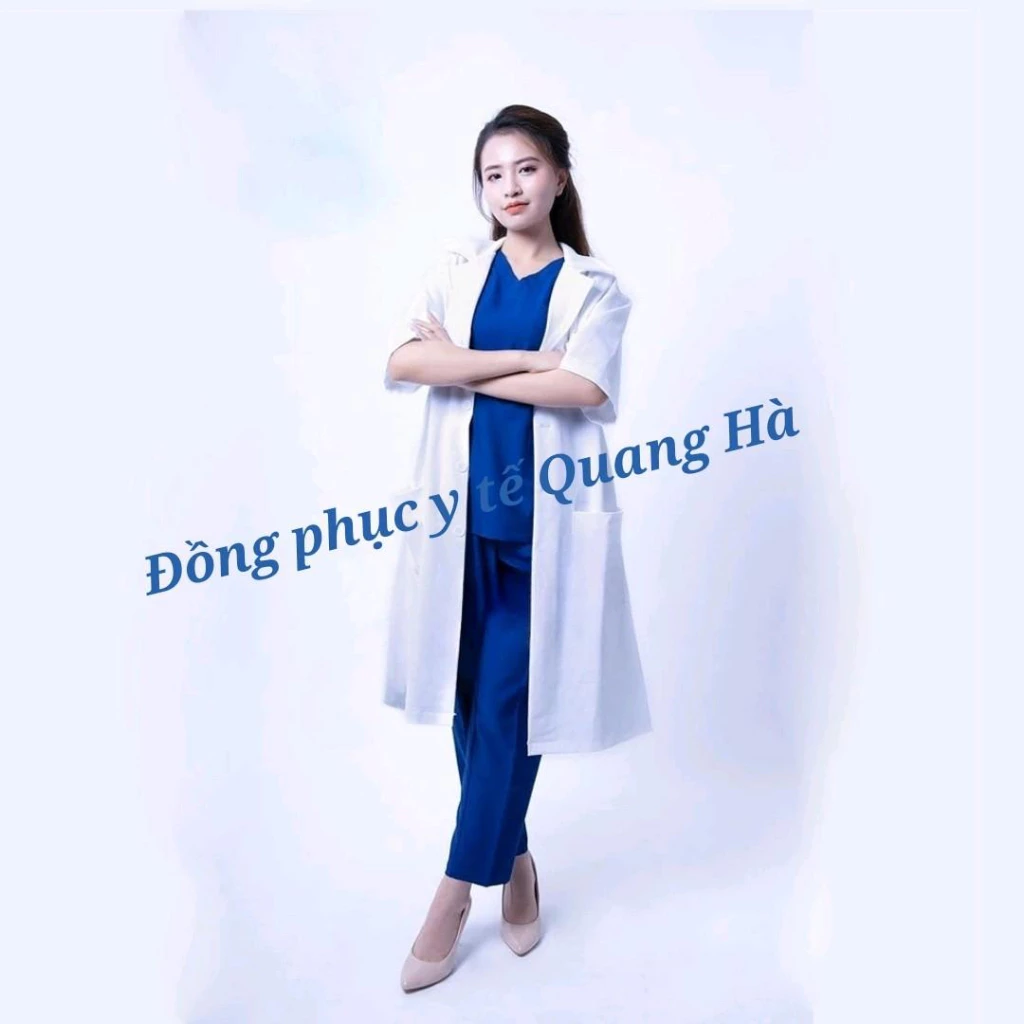 Áo Blouse , Áo choàng bác sĩ NGẮN TAY dáng dài gần tới gối VẢI KAKI dày dặn cao cấp.