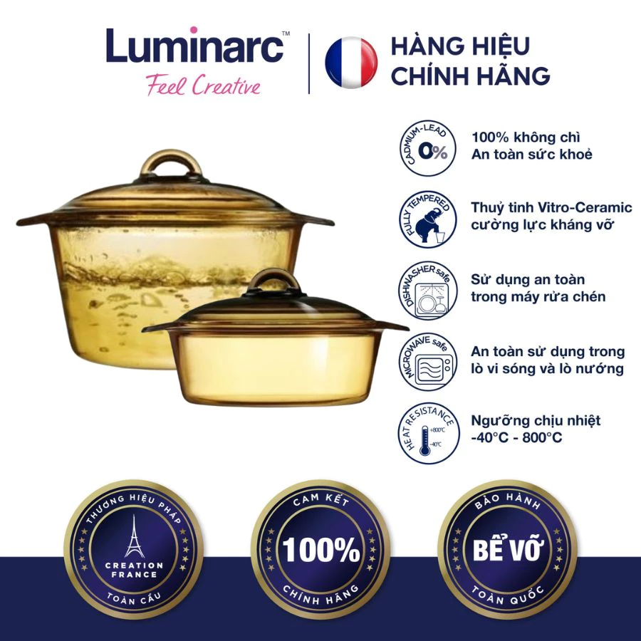 ộ  nồi thủy tinh cao cấp Luminarc quà tặng sếp nữ lên chức thiết thực