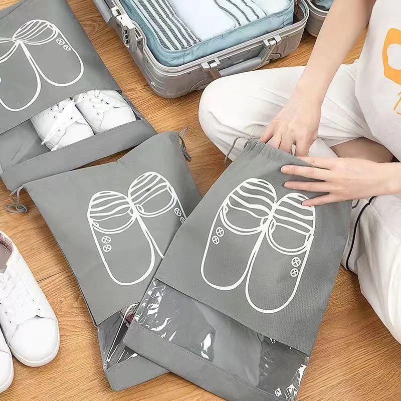 Túi Đựng Giày Dép Du Lịch, Thể Thao, Đá Banh Có Dây Rút Hoạ Tiết Chống Bụi Bẩn Tiện Lợi Bỏ Vali Gọn Gàng 2339