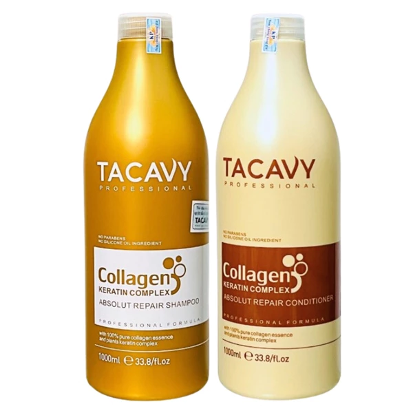 Cặp gội xả collagen tacavy 1000ML| Phục Hồi Tóc Hư Tổn, Khô Xơ, Gãy Rụng | Hàng Chính Hãng CT68