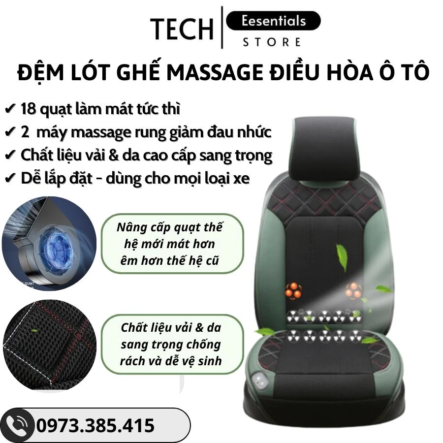Lót Ghế Điều Hòa Massage Xe Hơi 18 Quạt Gió
