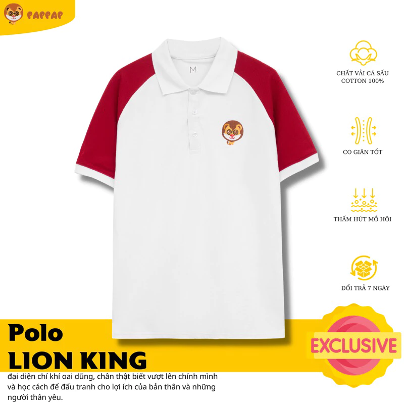 Áo thun có cổ polo cá sấu 100% cotton Cao Cấp, dày dặn & co giãn tốt, form suông unisex màu trắng phối đen