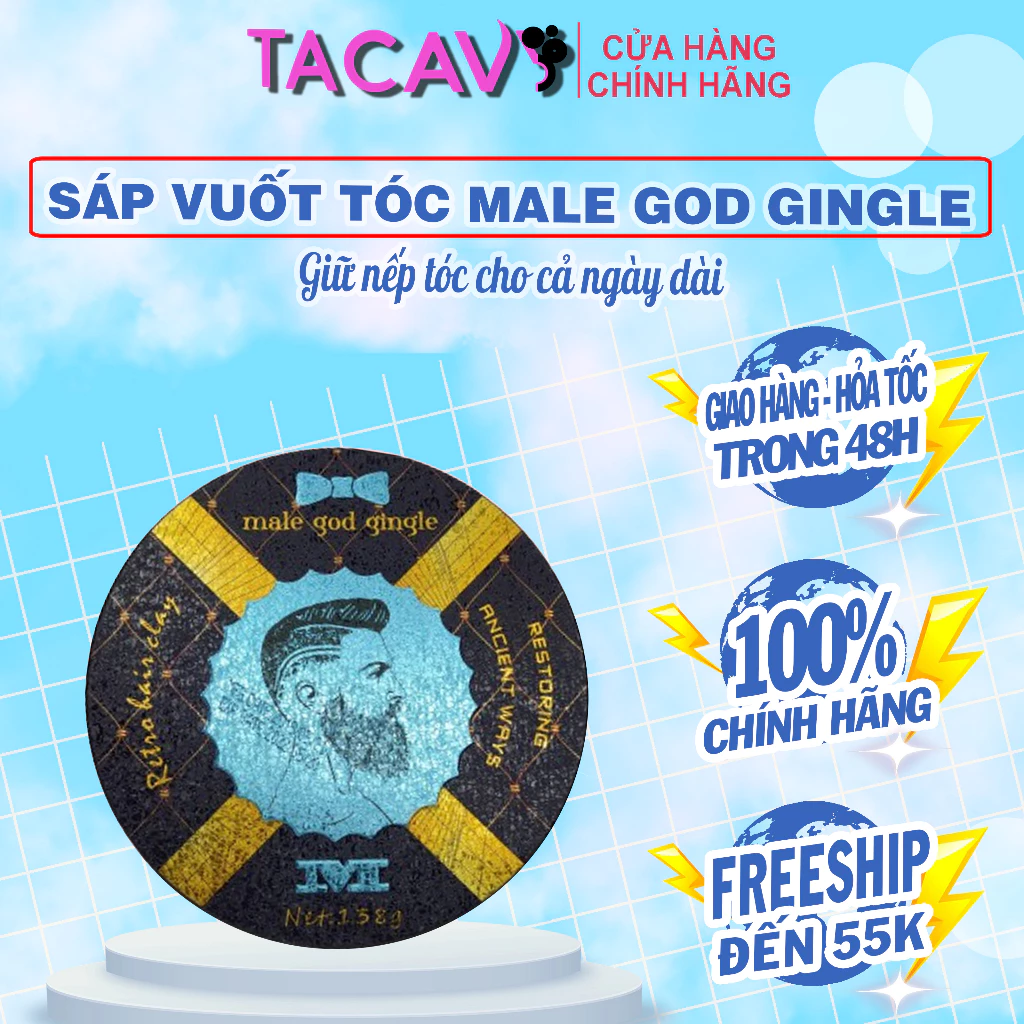 Sáp vuốt tóc nam MALE GOD GINGLE 138g chính hãng,Wax Vuốt Tóc Cực Chất,Sáp Tóc Nam Giữ Nếp Siêu Đỉnh