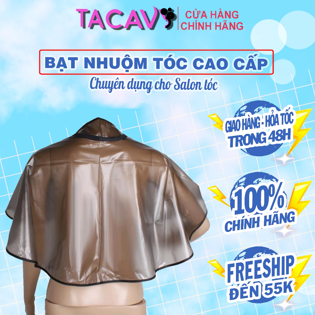 Áo Choàng Nhuộm Tóc Có Cổ,khăn choàng làm hóa chất ,Bạt nhuộm tóc chuyên dụng trong salon
